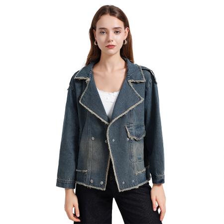 FA51562# 奶系温柔设计感减龄小香风港味牛仔上衣外套 服裝批發女裝批發服飾貨源