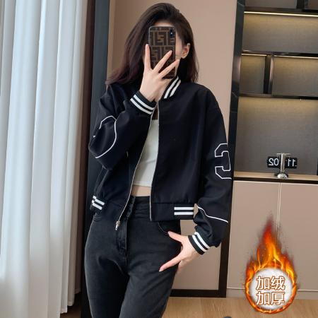 FA51572# 外套女新款棒球服百搭绣花设计感小个子休闲运动短夹克上衣 服裝批發女裝批發服飾貨源