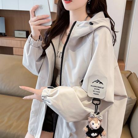 FA51574# 加棉韩版潮流机能风连帽冲锋衣外套女装秋冬百搭设计感棉衣 服裝批發女裝批發服飾貨源