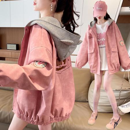 FA51585# 新款冲锋衣外套女春秋季拼色夹克宽松休闲高级感百搭上衣 服裝批發女裝批發服飾貨源