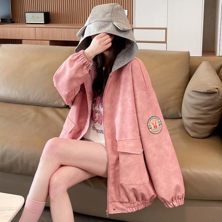 FA51585# 新款冲锋衣外套女春秋季拼色夹克宽松休闲高级感百搭上衣 服裝批發女裝批發服飾貨源