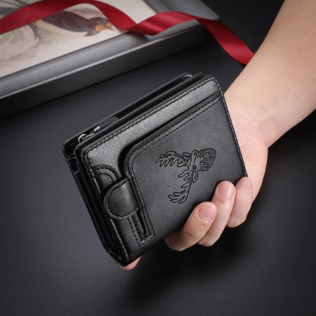 TJ2170# CarrKen一件新款男士复古鹿头时尚钱夹多功能大容量钱包