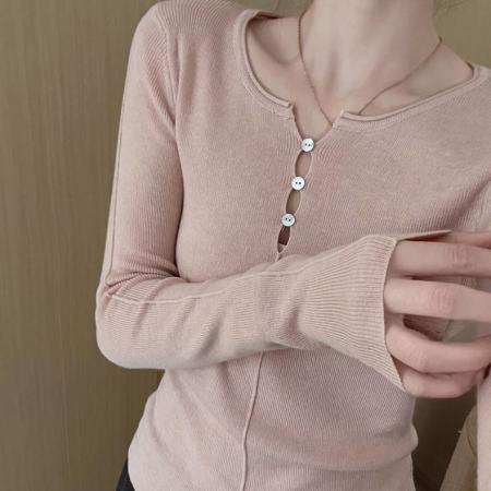 FA51608# 美式镂空小心机秋冬季内搭修身打底衫设计感显瘦长袖上衣 服裝批發女裝批發服飾貨源