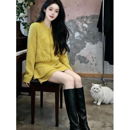 FA51632# 冬季一整套穿搭高级感毛衣套装女新款慵懒风针织短裙两件套潮 服裝批發女裝批發服飾貨源