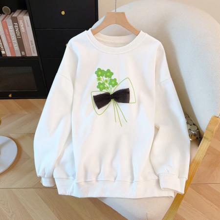 FA51636# 长袖圆领卫衣女冬季加厚新款设计感小众打底衫减龄上衣 服裝批發女裝批發服飾貨源