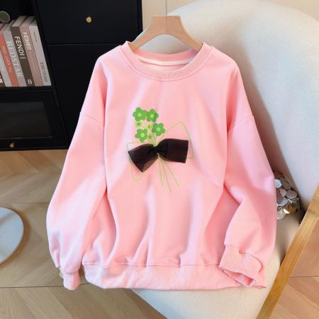 FA51636# 长袖圆领卫衣女冬季加厚新款设计感小众打底衫减龄上衣 服裝批發女裝批發服飾貨源