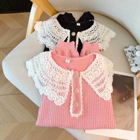 FA51637# 学院风蕾丝拼接娃娃领卫衣女春秋新款洋气宽松设计感上衣 服裝批發女裝批發服飾貨源