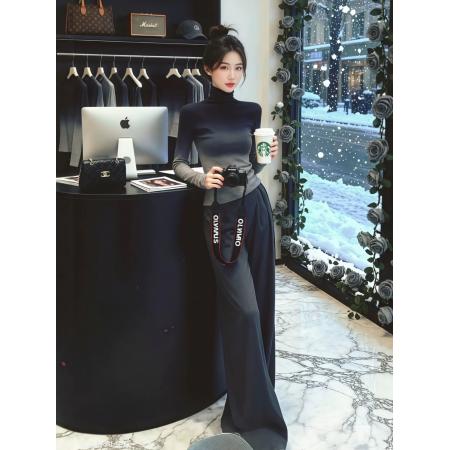 FA51640# 渐变色高领修身针织衫毛衣可外穿内搭女秋冬穿搭韩系显瘦辣妹上衣 服裝批發女裝批發服飾貨源