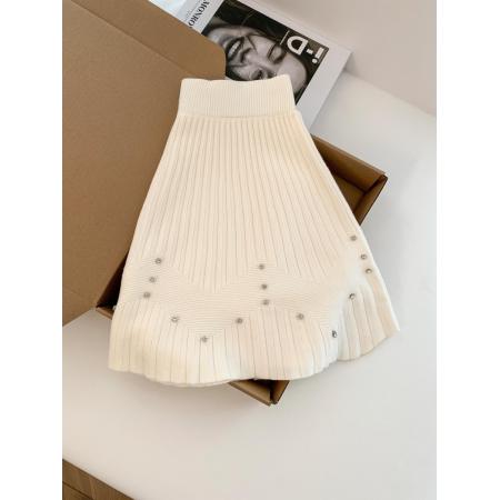 FA51651# 爆款推荐烫钻针织短裙秋冬高腰显瘦百褶短款半身裙 服裝批發女裝批發服飾貨源