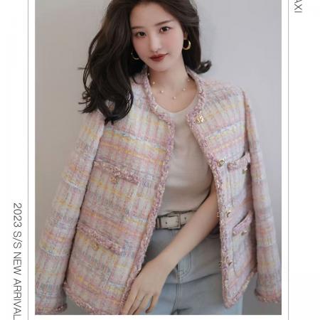 FA51653# 香榭丽小香风时尚粗花呢小香外套新款百搭圆领上衣 服裝批發女裝批發服飾貨源