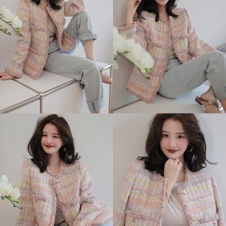 FA51653# 香榭丽小香风时尚粗花呢小香外套新款百搭圆领上衣 服裝批發女裝批發服飾貨源