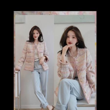 FA51653# 香榭丽小香风时尚粗花呢小香外套新款百搭圆领上衣 服裝批發女裝批發服飾貨源