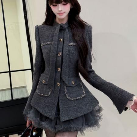 FA51654# 法式优雅千金高级感小香风保暖西装外套半身裙秋冬新款女装两件套 服裝批發女裝批發服飾貨源