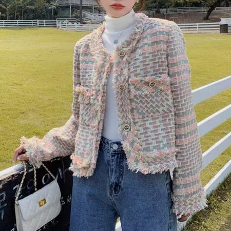 FA51655# 春夏新款小香风短外套时尚磨边高级感名媛气质上衣 服裝批發女裝批發服飾貨源