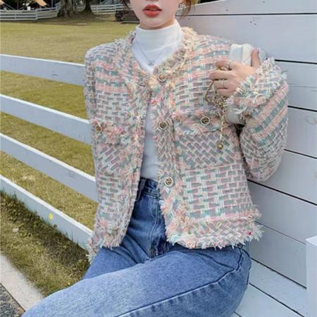 FA51655# 春夏新款小香风短外套时尚磨边高级感名媛气质上衣 服裝批發女裝批發服飾貨源