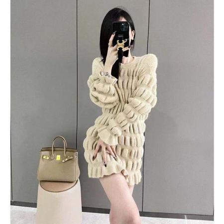 FA51667# 针织连衣裙秋装新款女装小个子气质高级感毛衣裙子秋冬季潮 服裝批發女裝批發服飾貨源