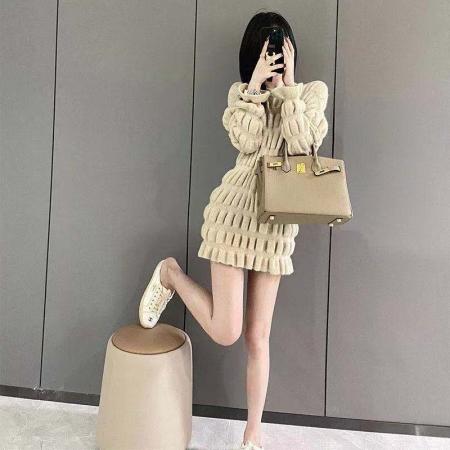 FA51667# 针织连衣裙秋装新款女装小个子气质高级感毛衣裙子秋冬季潮 服裝批發女裝批發服飾貨源