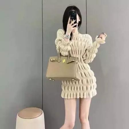 FA51667# 针织连衣裙秋装新款女装小个子气质高级感毛衣裙子秋冬季潮 服裝批發女裝批發服飾貨源