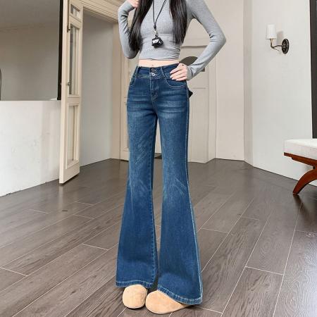FA51669# 复古微喇牛仔裤女新款辣妹百搭显瘦不贴腿拖地裤子 服裝批發女裝批發服飾貨源
