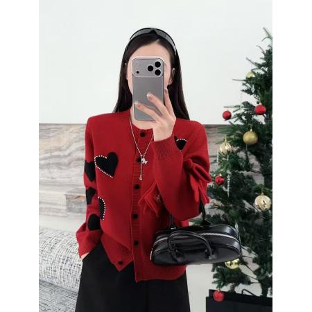 FA51682# 欧货重磅冬季新款爱心提花针织开衫高级感穿搭漂亮上衣女装 服裝批發女裝批發服飾貨源