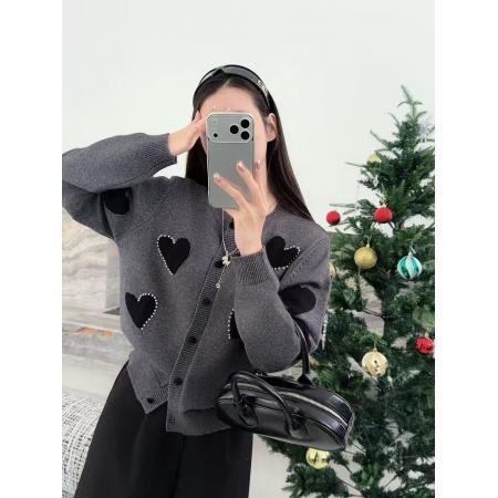 FA51682# 欧货重磅冬季新款爱心提花针织开衫高级感穿搭漂亮上衣女装 服裝批發女裝批發服飾貨源