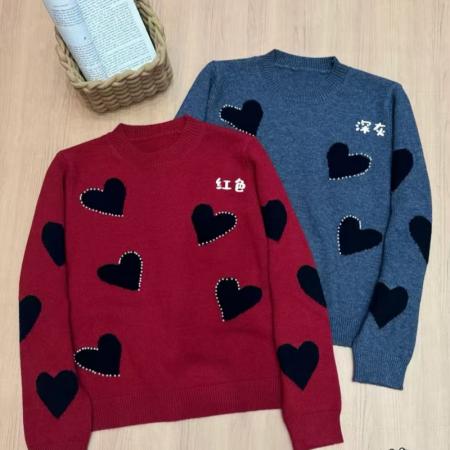 FA51682# 欧货重磅冬季新款爱心提花针织开衫高级感穿搭漂亮上衣女装 服裝批發女裝批發服飾貨源