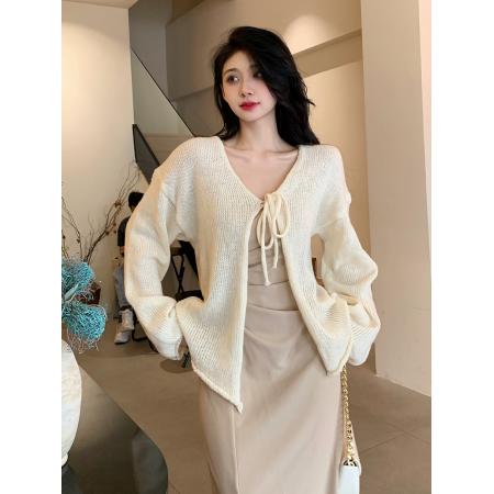 FA51688# 纯欲风秋冬新款连衣裙设计感褶皱小心机吊带裙马海毛开衫 服裝批發女裝批發服飾貨源