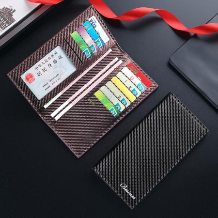 TJ2200# 跨境热销碳纤维男士钱包轻奢长款两折钱夹大容量证件零钱包wallet