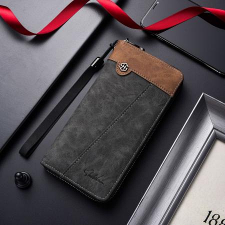 TJ2191# 批发新款男士长款钱包带拉链多功能钱夹容量防盗收纳纸币零钱卡位