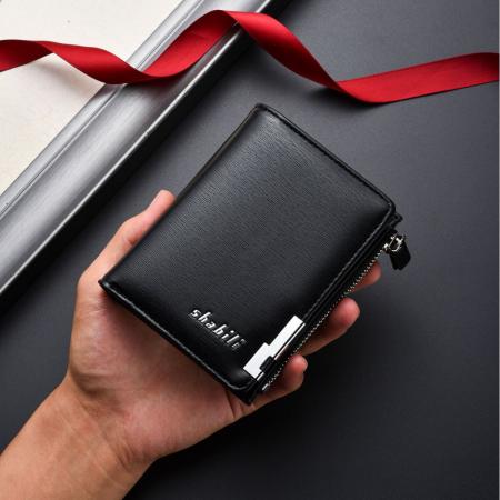 TJ2184# 2025新款男士钱包 短款复古拉链大容量卡包男款多功能时尚女皮夹