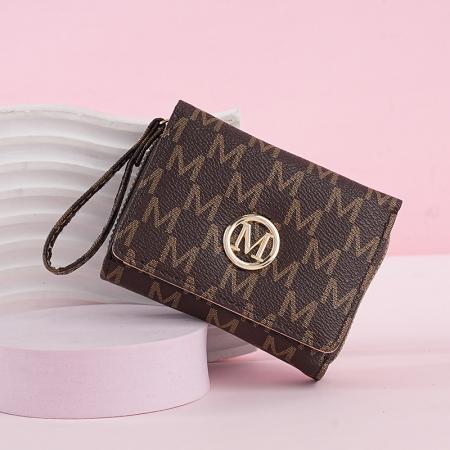 TJ2187# 钱包女士短款女钱包跨境新款三折拉链零钱包简约时尚老花纹卡包包