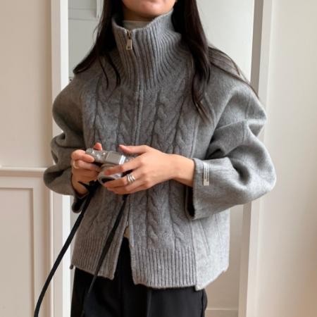 FA51720# 韩国chic秋冬小众设计感拼接针织高领毛呢外套女 服裝批發女裝批發服飾貨源