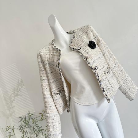 FA51724# 慢调巴黎香氛千金白香香粗花呢小香外套 服裝批發女裝批發服飾貨源