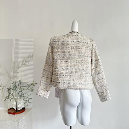 FA51724# 慢调巴黎香氛千金白香香粗花呢小香外套 服裝批發女裝批發服飾貨源