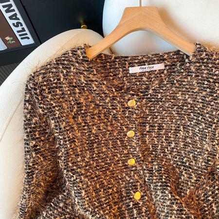 FA51726# 小香风粗花呢短外套女春秋季新款高级感气质开衫上衣 服裝批發女裝批發服飾貨源