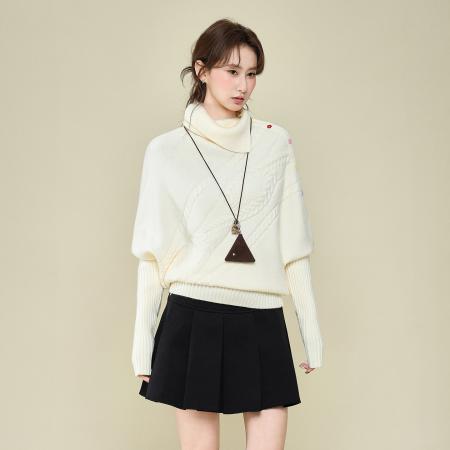 FA51754# 韩系翻领斗篷毛衣女秋冬新款宽松显瘦设计感针织上衣 服裝批發女裝批發服飾貨源