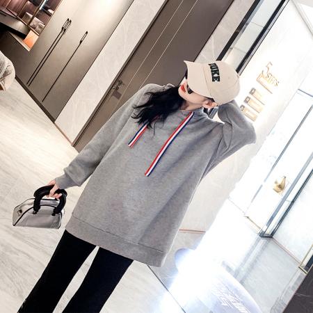 FA51768# 连帽卫衣中长款加绒宽松显瘦加肥胖MM大码女装200斤 服裝批發女裝批發服飾貨源