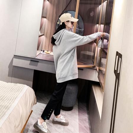 FA51768# 连帽卫衣中长款加绒宽松显瘦加肥胖MM大码女装200斤 服裝批發女裝批發服飾貨源