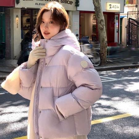 FA51777# 高级时尚白灵儿短款棉服女冬季新款百搭超好看泡芙面包服棉衣外套 服裝批發女裝批發服飾貨源