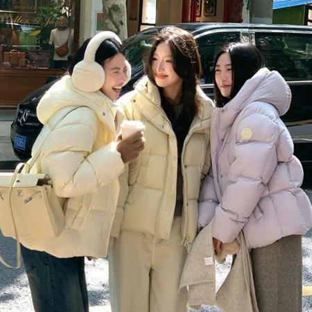 FA51777# 高级时尚白灵儿短款棉服女冬季新款百搭超好看泡芙面包服棉衣外套 服裝批發女裝批發服飾貨源