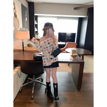 FA51779# +原版质量软糖星星灯长袖T恤新款巨好看斜肩上衣 服裝批發女裝批發服飾貨源