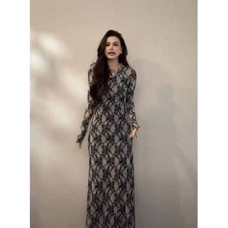 FA51791# 大婷婷复古秋冬长袖加厚短裙修身连衣裙长短款加绒内衬 服裝批發女裝批發服飾貨源