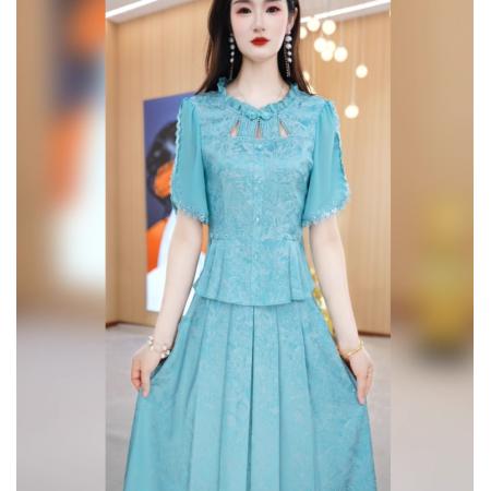 LN76403#小香风洋气两件套夏季新款修身显瘦遮肉薄款时尚套装a字裙子