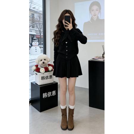 FA51808# 圣诞新年战袍红色针织毛衣套装裙子女秋冬季小个子香风高级感穿搭 服裝批發女裝批發服飾貨源