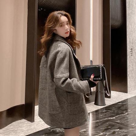 FA51817# 西装外套女秋冬新款韩版英伦风毛呢加厚宽松休闲小西服上衣 服裝批發女裝批發服飾貨源