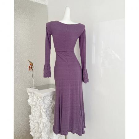 FA51822# 凌茜恣恋空圣诞穿搭法式针织连衣裙女冬装巨好看鱼尾蕾丝长裙 服裝批發女裝批發服飾貨源