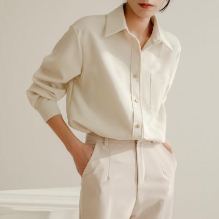 FA51837# 秋冬白色长袖衬衫女宽松叠穿加厚保暖灯芯绒斜纹磨毛衬衣 服裝批發女裝批發服飾貨源