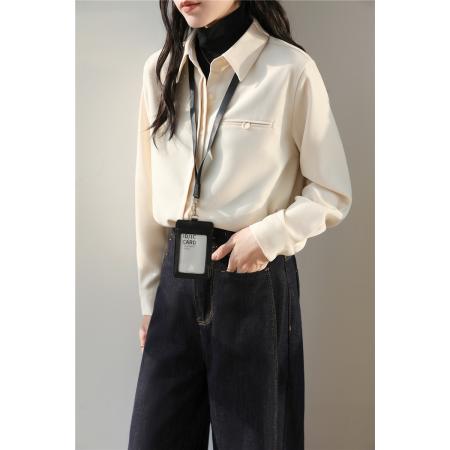 FA51840# 秋冬新款慵懒磨毛职业衬衫女复古翻领过年红衬衣长袖上衣 服裝批發女裝批發服飾貨源