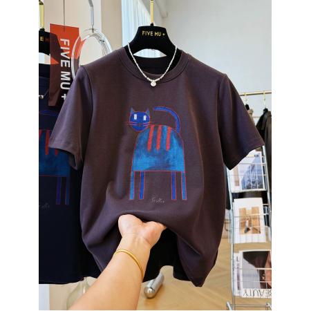 FA51846# 德绒特大码300斤秋冬季新款卡通印花磨毛短袖T恤女独特打底衫上衣 服裝批發女裝批發服飾貨源