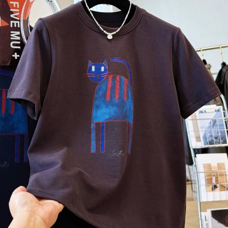 FA51846# 德绒特大码300斤秋冬季新款卡通印花磨毛短袖T恤女独特打底衫上衣 服裝批發女裝批發服飾貨源